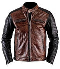 Handmade Men Brando Cafe Racer Retro Biker Brown Leather Jacket