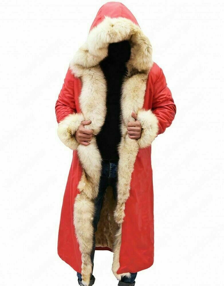 Handmade  Santa Claus Leather Trench Coat Christmas Chronicles Kurt Russell Santa Clause Long Trench Coat Cosplay Coat